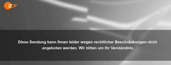ZDF unavailable from outside Germany