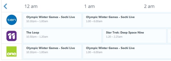 Network Ten showing Winter Olympics