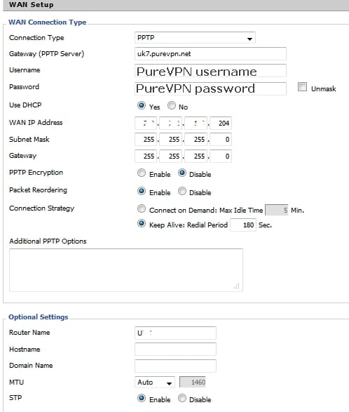 PPTP PureVPN DD-WRT router