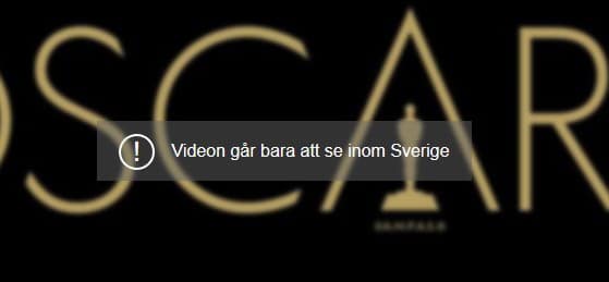 The error message you will see if you try to watch the Oscars live on Aftonbladet without a Swedish IP address