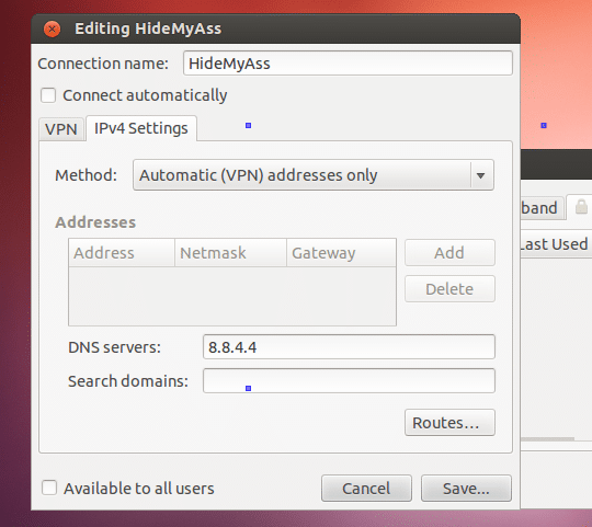 DNS options in Ubuntu for HideMyAss
