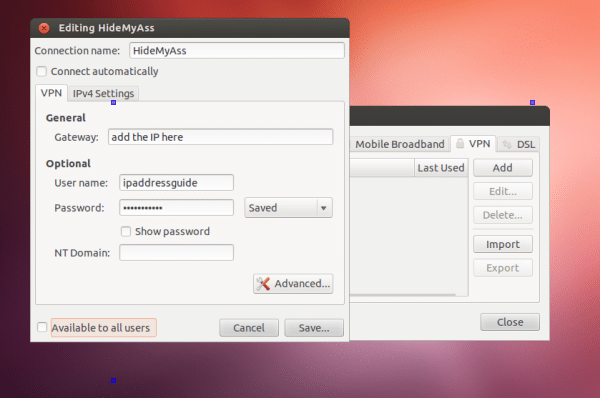 HideMyAss in Ubuntu