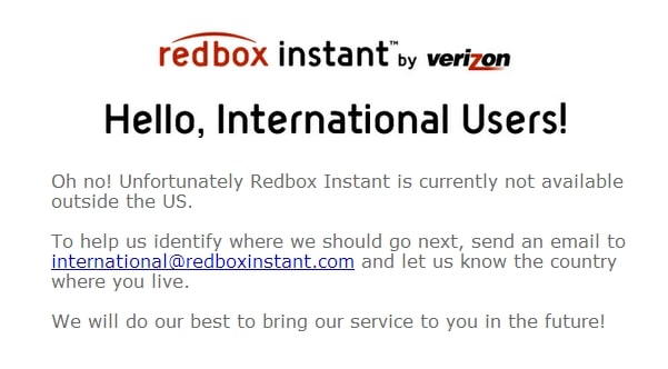 Redbox unavailable from abroad