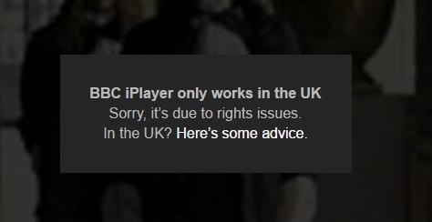 BBC iPlayer sólo funciona en el Reino Unido