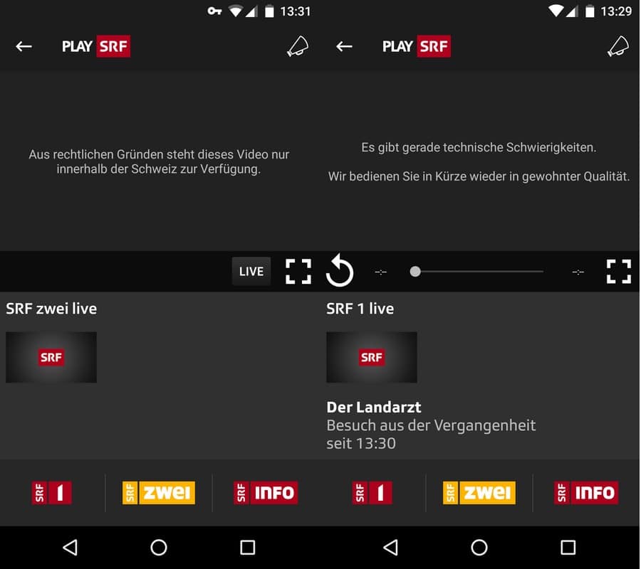 srf on android and ioS