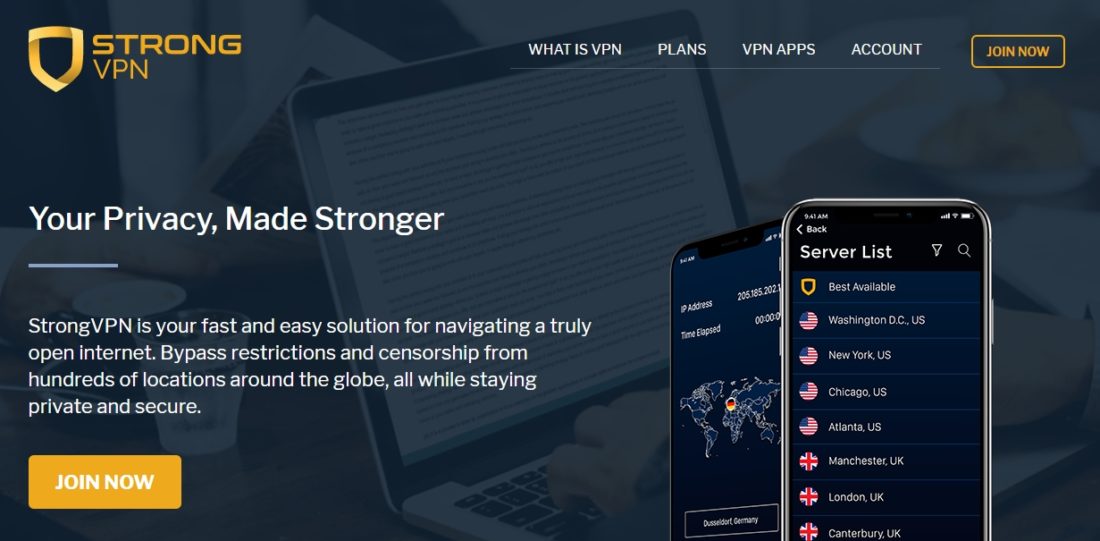 StrongVPN website