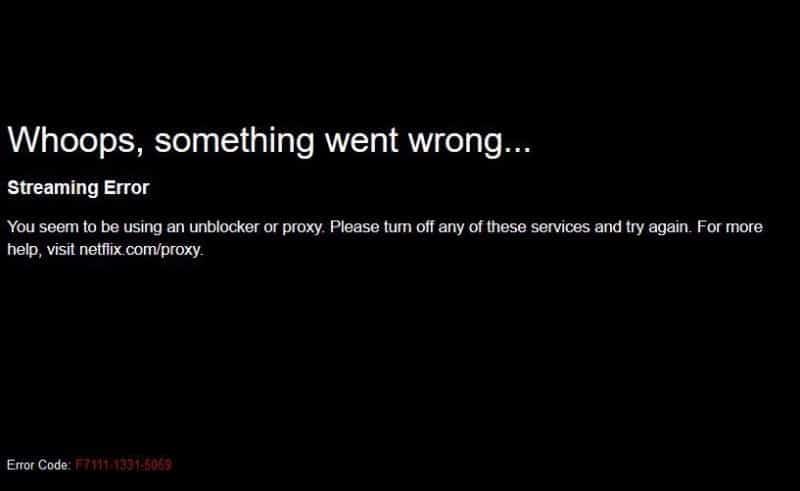 Unblocker and proxy error when watching Netflix
