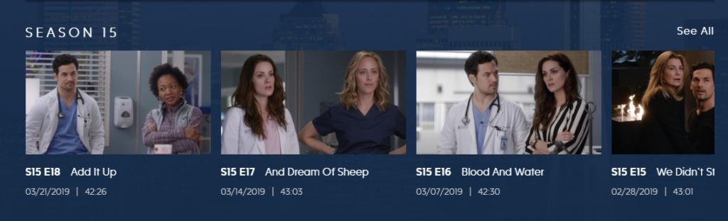 Watch Grey's Anatomy online on the ABC website in the USA