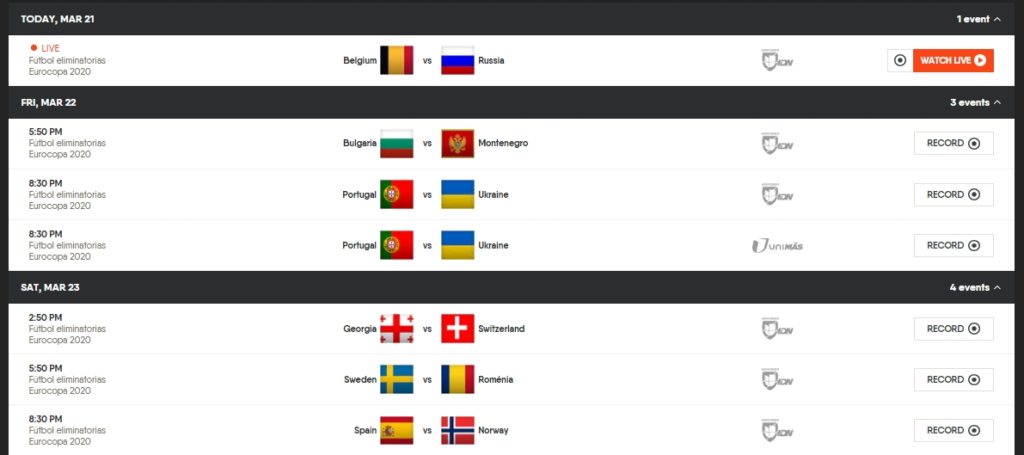 Euro 2020 qualification matches on FuboTV