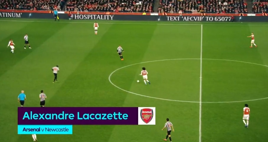 I am watching match highlights on Hotstar India, here showing a Lacazette goal against Newcastle.