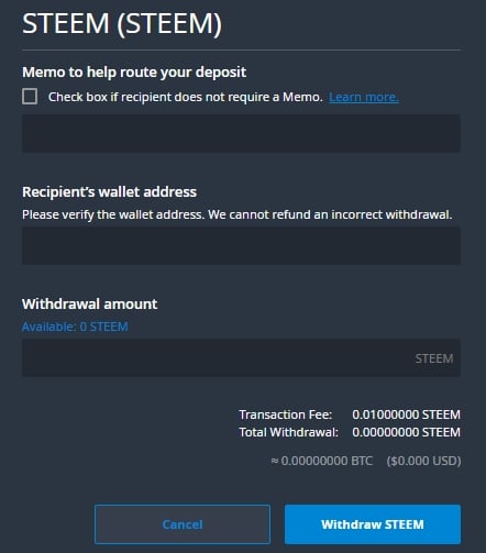 How to send Steem from Bittrex to Steemit