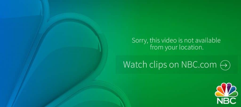 Error message on NBC when you try to stream content outside the United States.