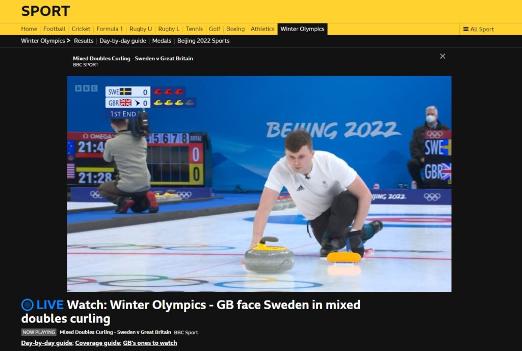 Winter Olympics online on BBC
