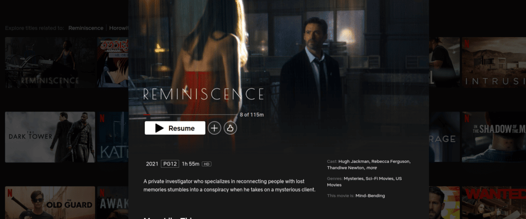 how to watch reminiscence on netflix