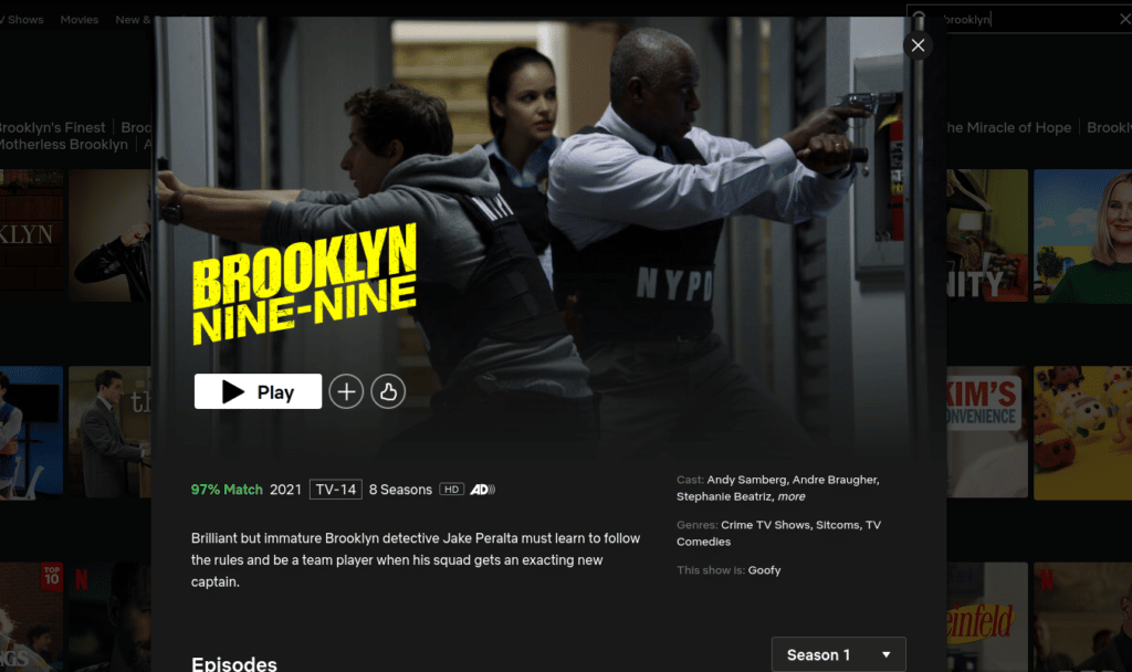 How can I stream Brooklyn Nine-Nine season 8 on Netflix?