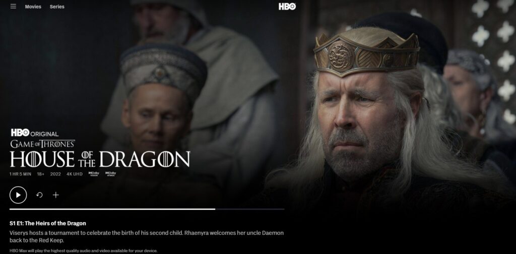casa do dragão em HBO Max