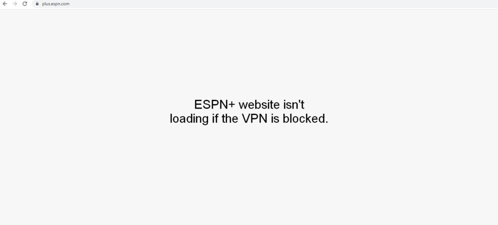 The ESPN+ website will not load while using PureVPN (or other VPNs blocked by ESPN).