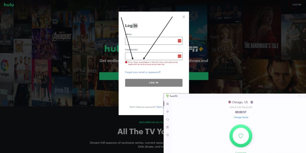 Why doesn't PureVPN work with Hulu, ESPN+,  and Disney+?