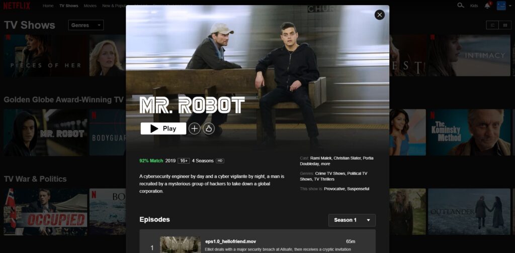 ¡Ahora puedes ver la temporada 1-4 de Mr. Robot en Netflix!