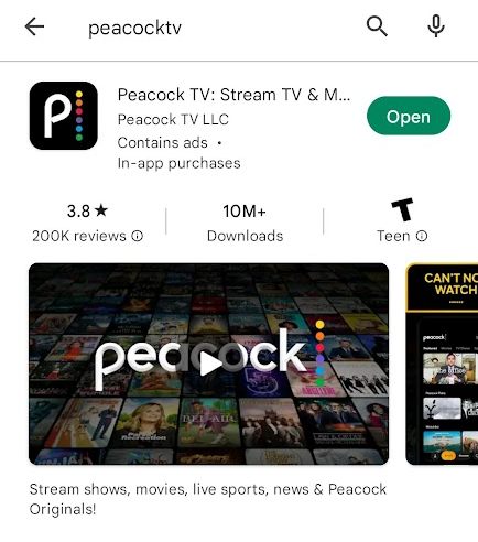 peacocktv application for android