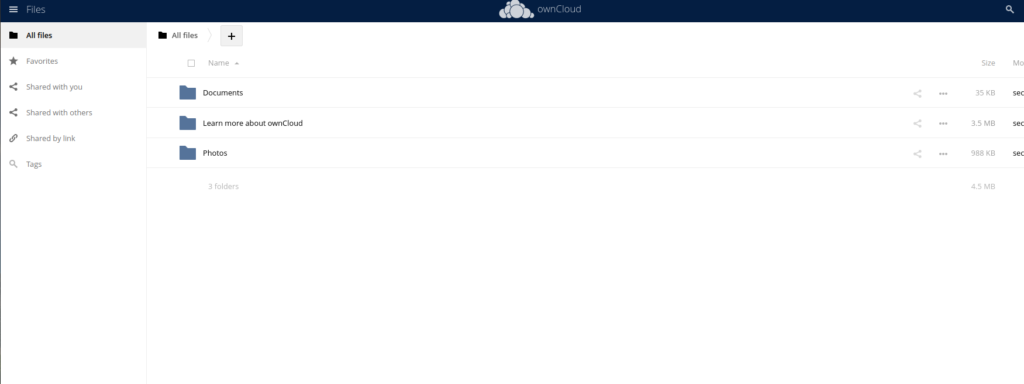 owncloud installation is ready
