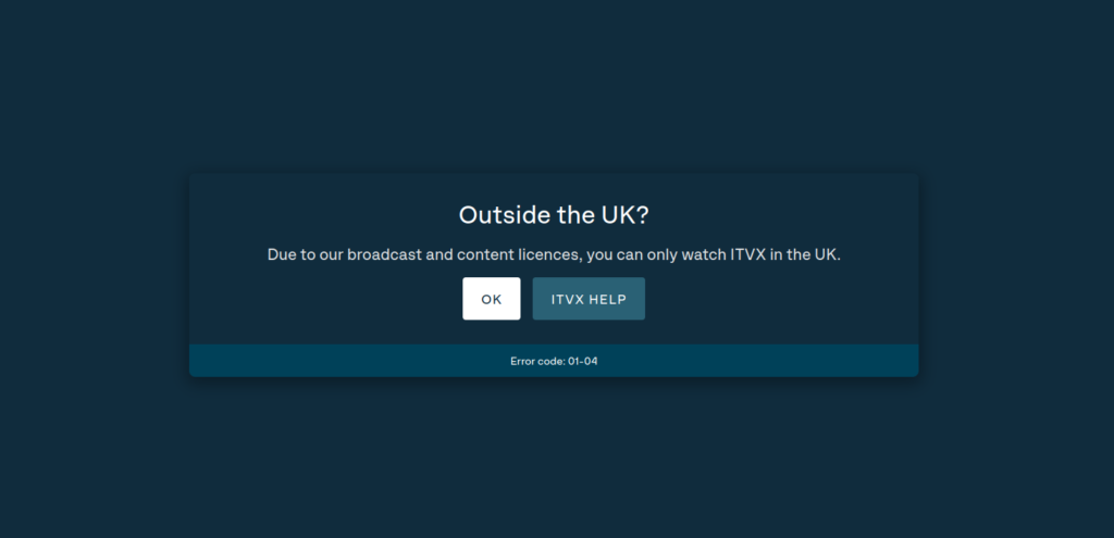 outside the uk - itvx is only available in the UK