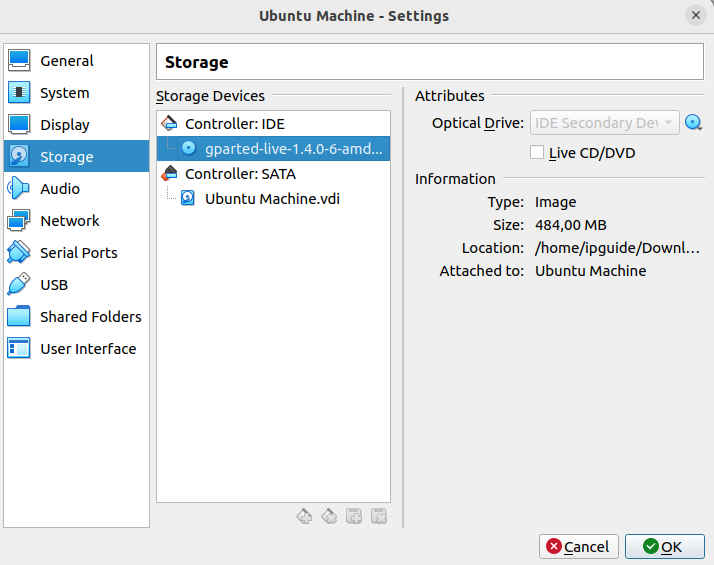 settings for ubuntu machine