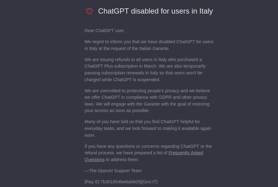 ChatGPT is blocked in Italy - What to do?