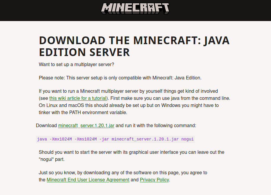 download java edition server minecraft